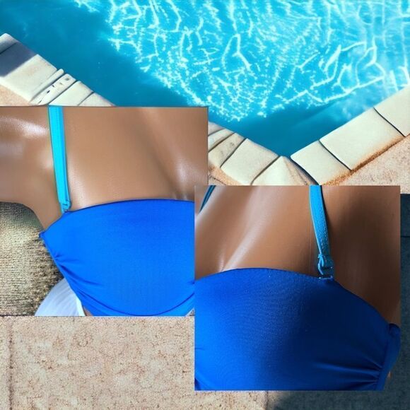 2-piece Custom Set l Royal Blue l Bikini Top D/DD EUC l Pearl Embellished Sarong - Picture 6 of 11